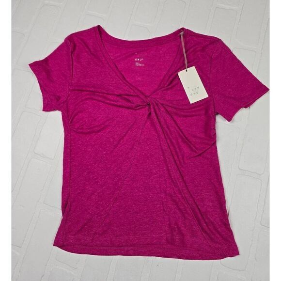A new Day Twisted Pink V-Neck Top Small - Picture 1 of 2